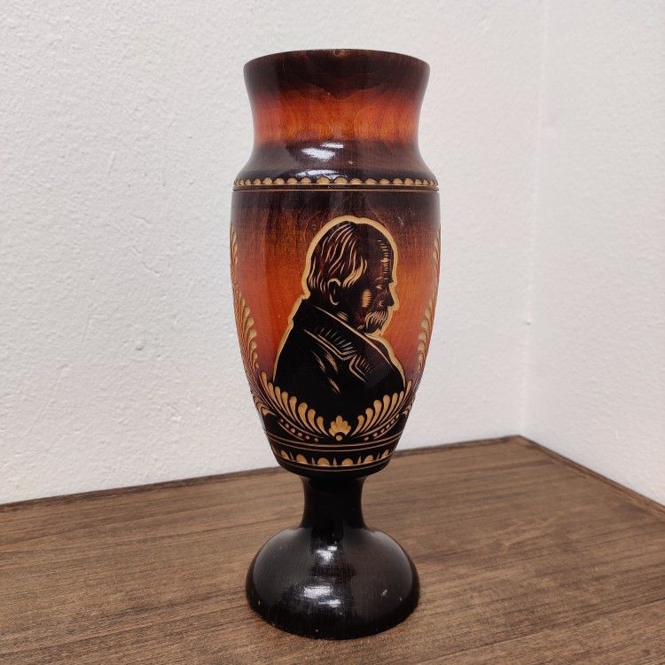 Vintage Mission Style Hand Carved Vase