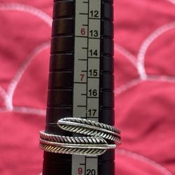 Fashion Silver Ring Size 8 Feather Feathers