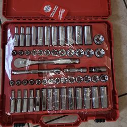 3/8 in. Drive SAE/Metric Ratchet and Socket Mechanics Tool Set (56-Piece)