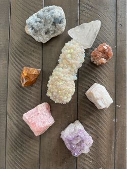 Large Crystal Mineral Collection Lot Aura Quartz Celestite Rose Quartz