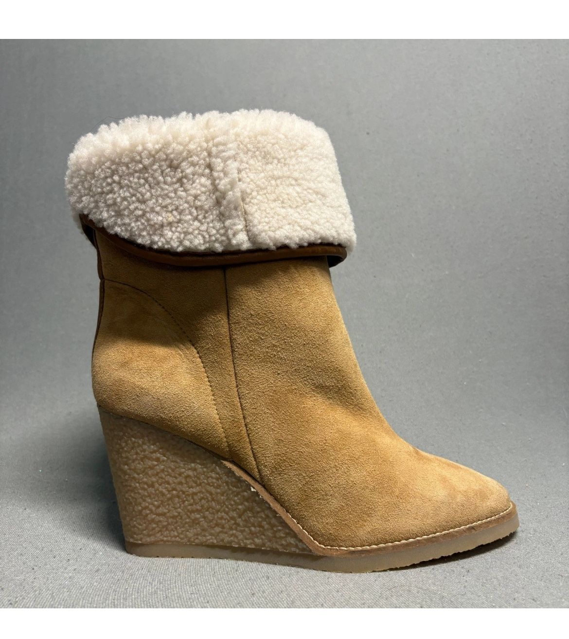 Isabel Marant Totam Wedge Boots Size 41/11 Natural Genuine Shearling