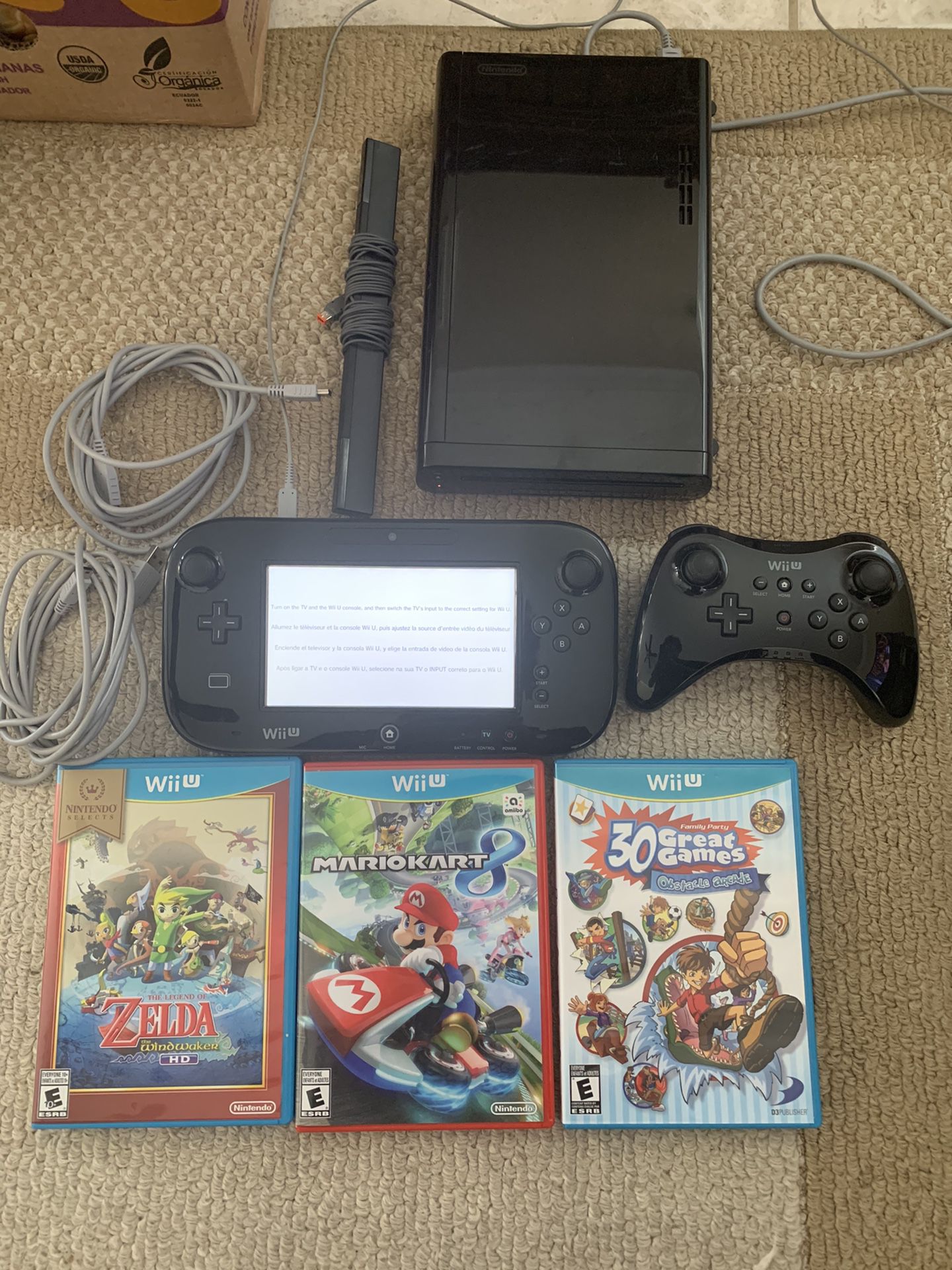 Nintendo Wii U system with 3 games