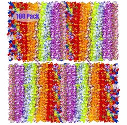 100 Pack Hawaiian Flower Leis