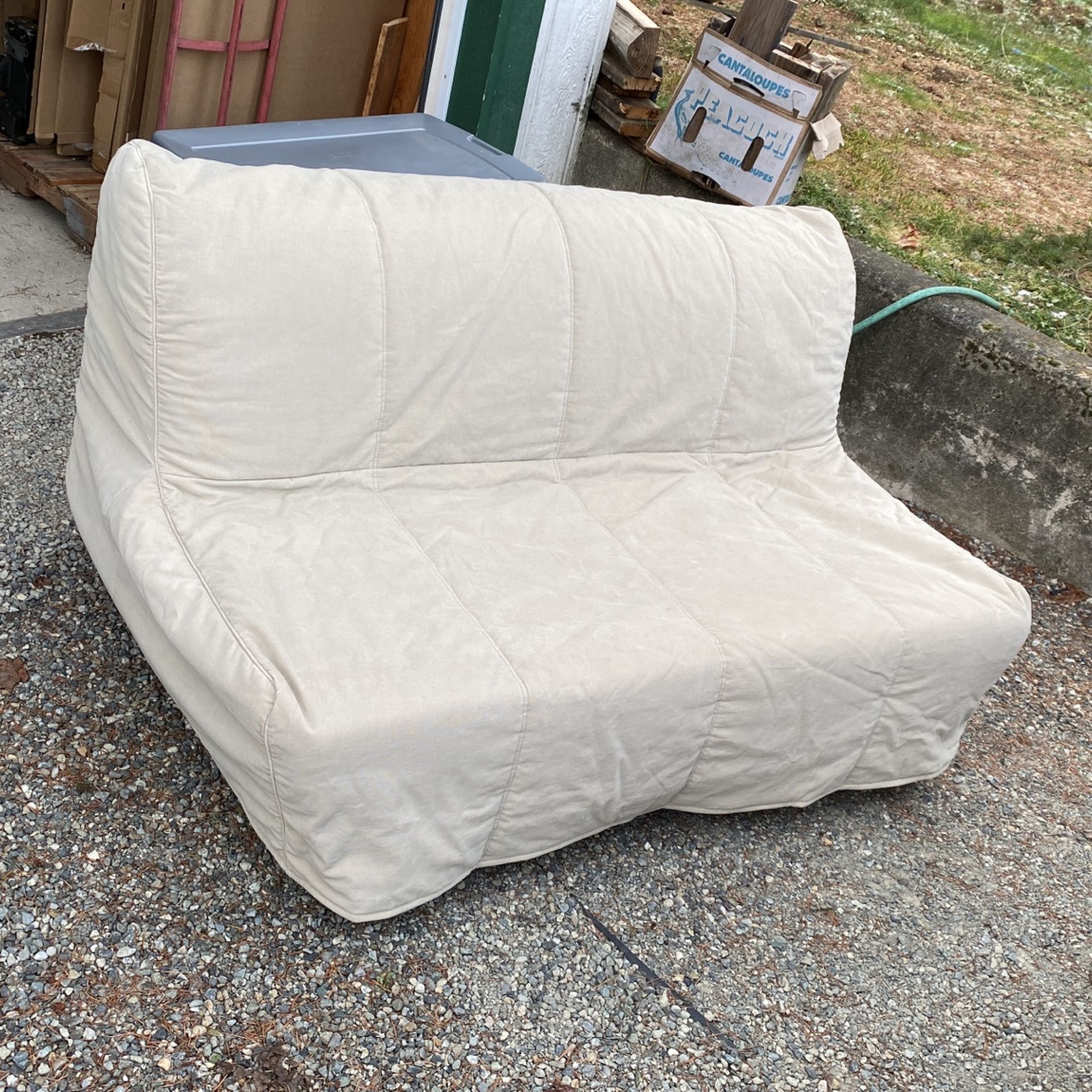 LYCKSELE LÖVÅS Sleeper sofa, Futon Ransta natural Never Used With Mattress Topper Well Over 500 New Queen/full