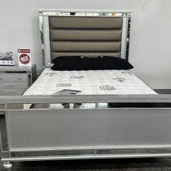 Bed frame queen size  Bed frame with led  Queen size bed frame mattress included  New bed frame  New mattress   Cama tamaño queen / Colchon Incluido 