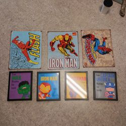 Retro superhero metal posters and kids superhero good hygiene pictures