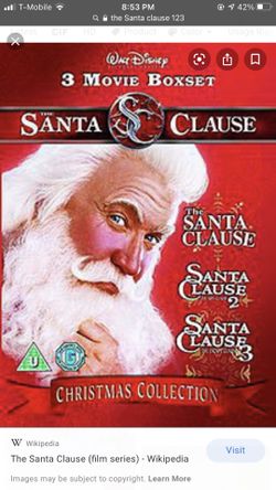 1, 2 , 3 Santa Clause movies . Disney (UnOpened ) Christmas