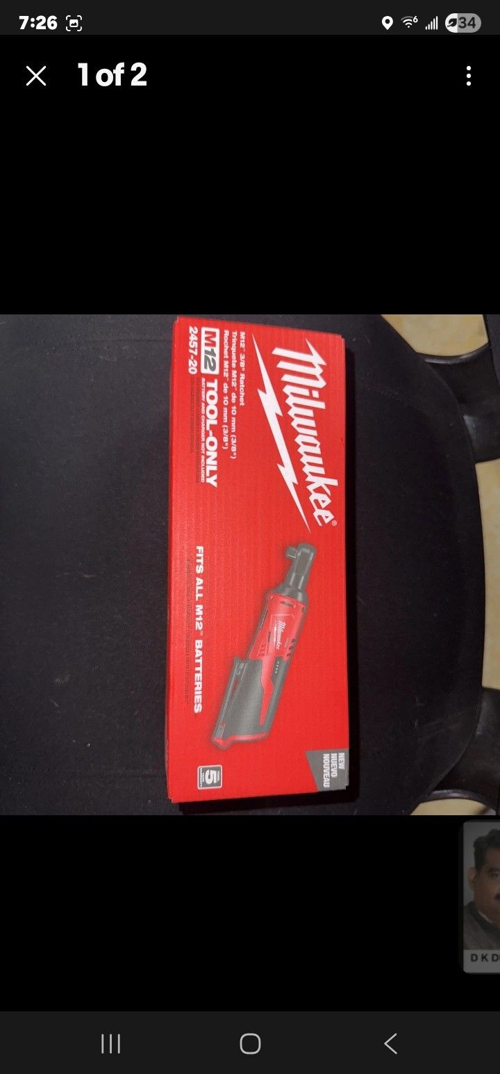 Milwaukee 2457-20 M12 12V 3/8" Inch Cordless Ratchet (Tool Only) FIRM