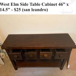 Side Solid Wood Table 46”x14.5”