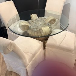 Four Seats ,Glass Table And Chairs