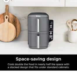 Restored Ninja SL401 DoubleStack XL 2-Basket Air Fryer, Cooks 4 Foods at Once, Compact Design, 10 QT, 6-in-1, Easy Meals, Easy Clean,Grey (Certified
