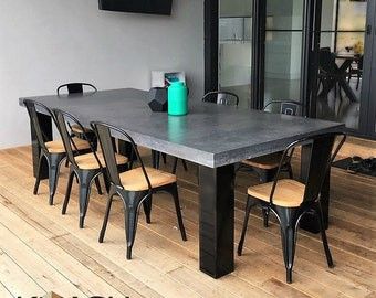 Concrete Top Farmhouse Dining Tables.