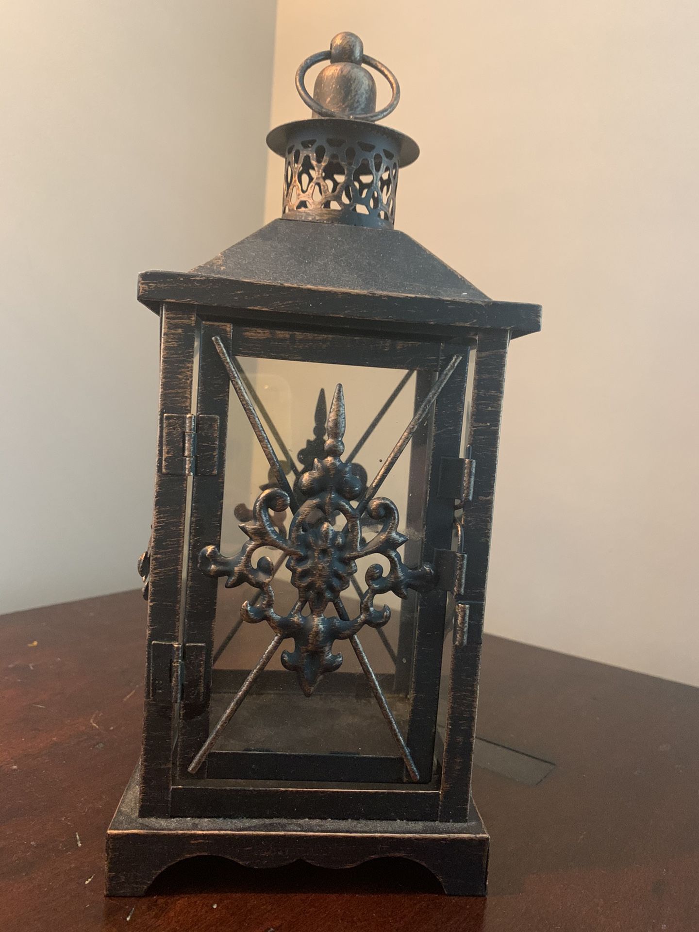 Small Metal Rustic Lantern & Candle Holder