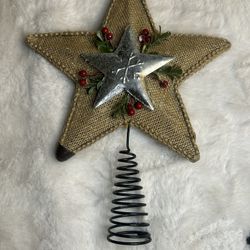 Christmas Burlap Farmhouse Style Tree Star