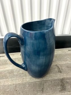 Blue Glazed Ceramic Pitcher