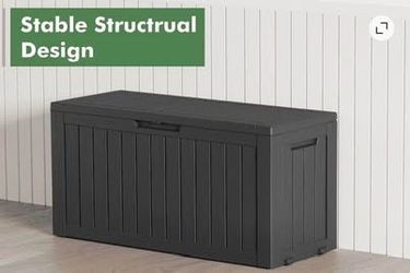 Deck Box - Lockable Waterproof Resin Outdoor Storage - 75 gallon
