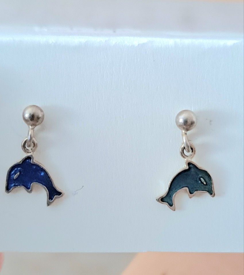 Sterling Silver Dolphin Earrings