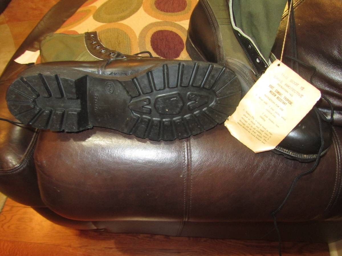 1960S Vintage Bata Spike Protective 12W Boots Jungle Combat US Army Or