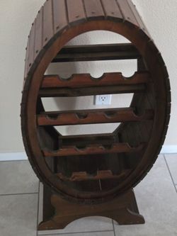 Wooden oval barrel wine rack