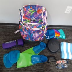 Speedo Backpack Filled With Swim Gear 