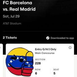 2 Tickets To  El clásico Barça- Real Madrid In Dallas 