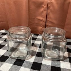 2 New 16 oz. Twist on Lid Acrylic Jars Great storage container for kitchen, bathroom, crafts etc. Both for $5.00 