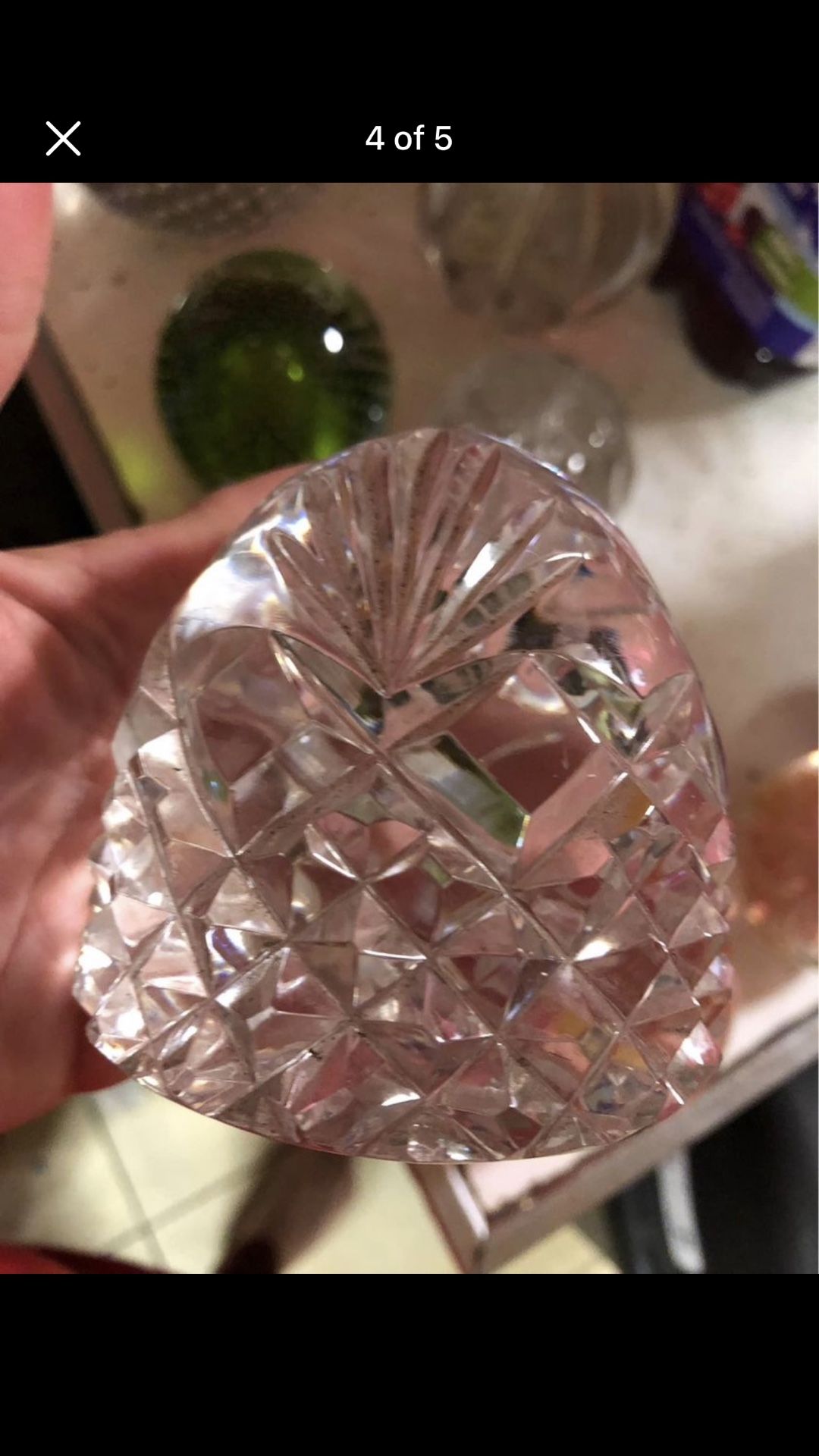 Vintage cut glass paperweight