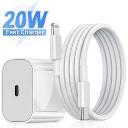 20W Fast Charging Adapter + 6ft High-Efficiency Data Transfer Charging Cable, Fast iPhone Charger