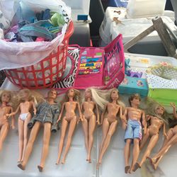 Barbie dolls furniture and large basket of clothes and accessories all for $25 firm