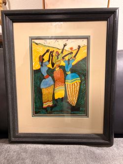 Framed Signed Art Print Dancing Women