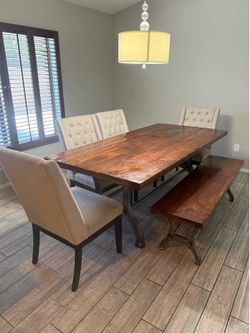 Ashley Furniture Solid Wood Dining Set – 6 Piece