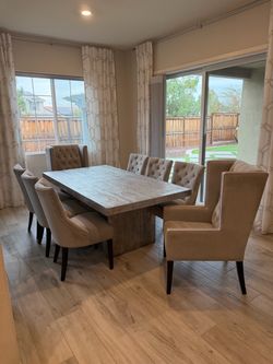 Z Gallerie Dining Table Set with 8 Custom Chairs