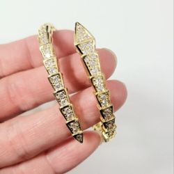 Cz diamond gold plated women's lady's snake wrap cuff bracelet band bangle Gift