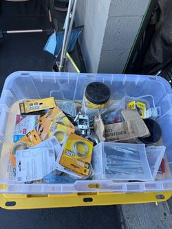 Tote of bolts screws tie downs