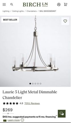 Laurie 5 Light Metal Dimmable Chandelier