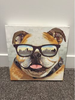 Bulldog with Sunglasses Canvas Wall Art