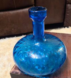 Vintage blue genie bottle decanter