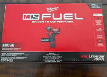 Milwaukee M12 FUEL SURGE 12V  1/4 in. Hex Impact Driver With Batteries, Charger And Tool Bag.  Brand NEW.