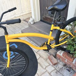 Yellow Cruiser Bike Large Low Frame