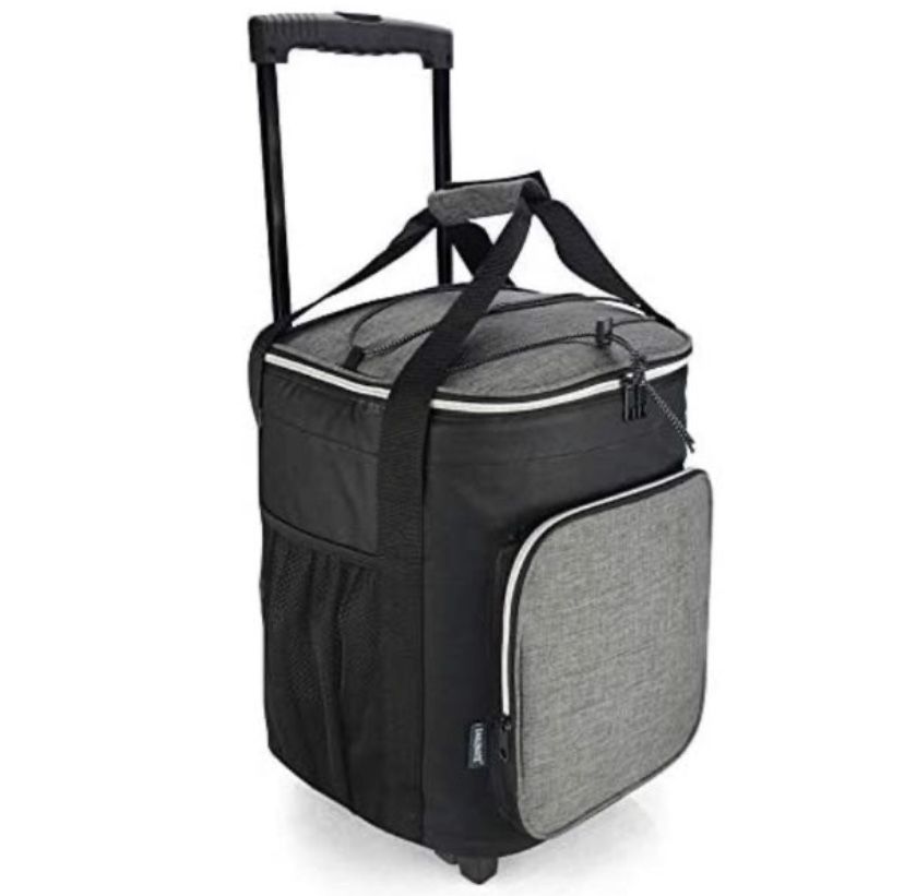 EAGLEMATE 36L Collapsible Rolling Insulated Cooler Bag Wheeled Soft Insulated Cooler Bag for Picnic, Fishing, Tailgate BBQ Beach Summer in Grey