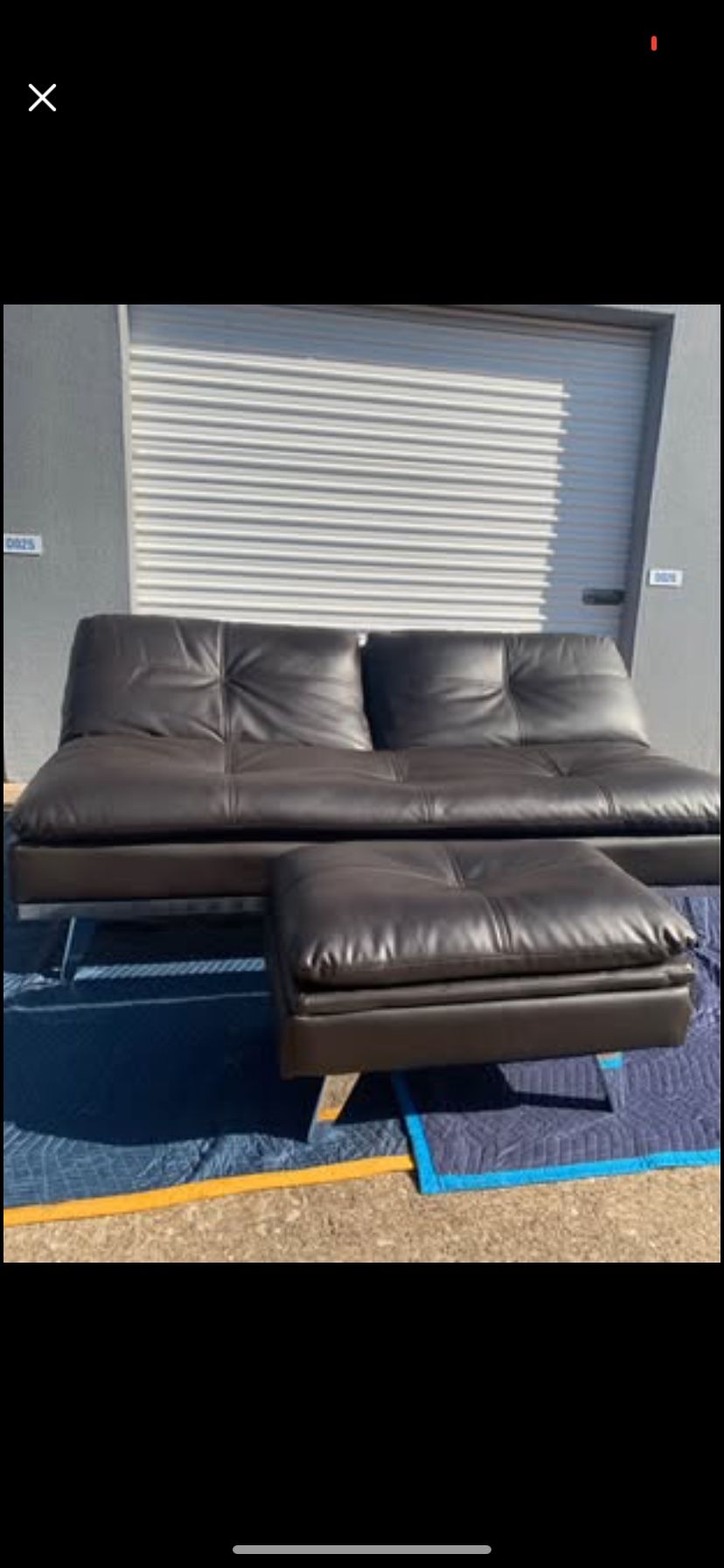 Modern Leather “Relax Lounger” Loveseat / Sofa & Ottoman with Electronic Capability
