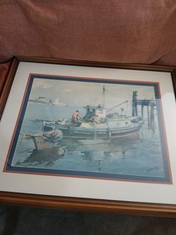Canvass Dramatic Seascape Large Masted Ship In Turbulent Waters