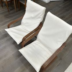 Ikea poang chair with white leatherette cover