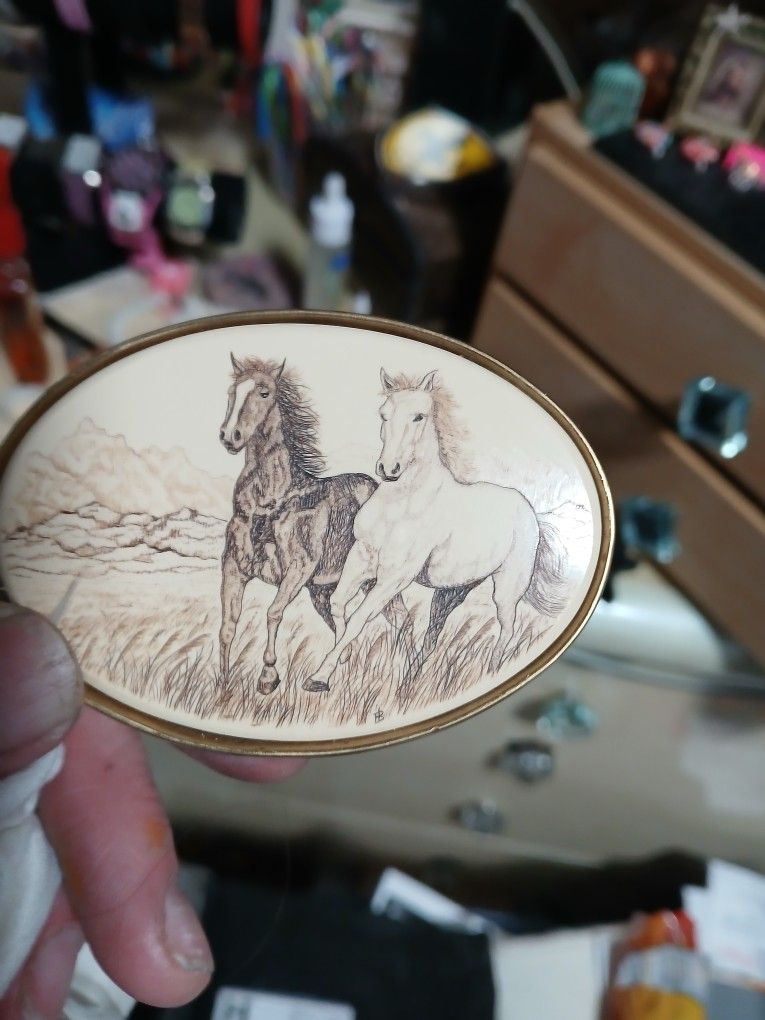 Vintage 1983 Solid Brass Belt Buckle