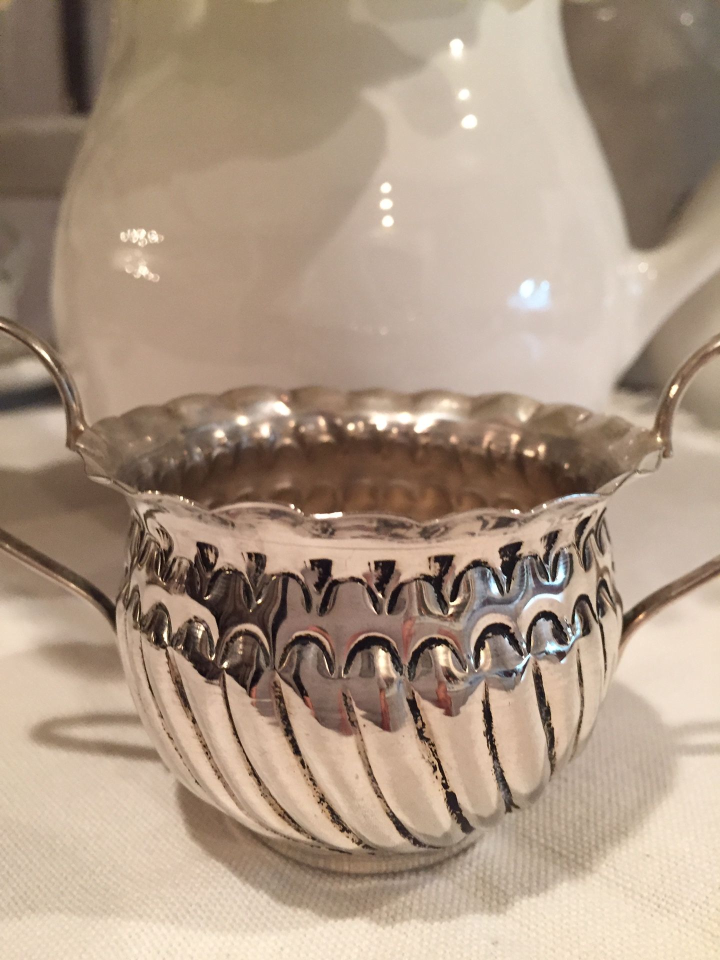 Vintage Silverplate 3 Fancy Designed Creamers Pitchers and 1 Sugar Bowl