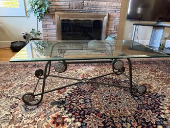 Glass Top Coffee Table, 2 side tables with Iron Base
