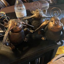 Monkey Tea Candle Trio Hear No Evil See No Evil Speak No Evil Sold As Trip 7” Tall 