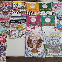 Adult coloring books and crossword puzzles