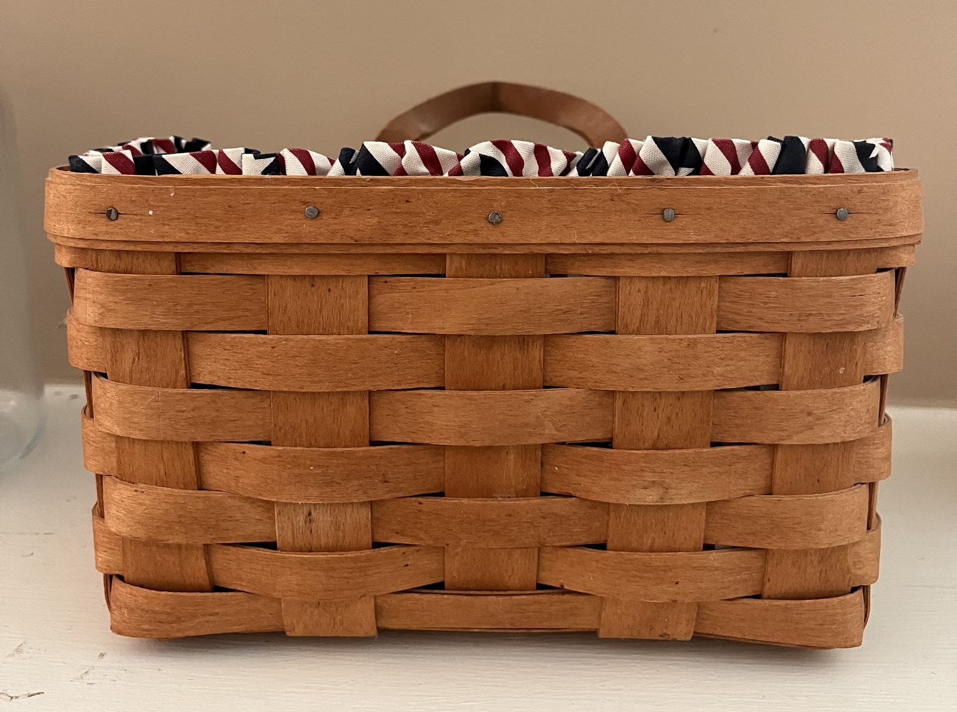 Longaberger Medium Key Basket With Patriotic Liner