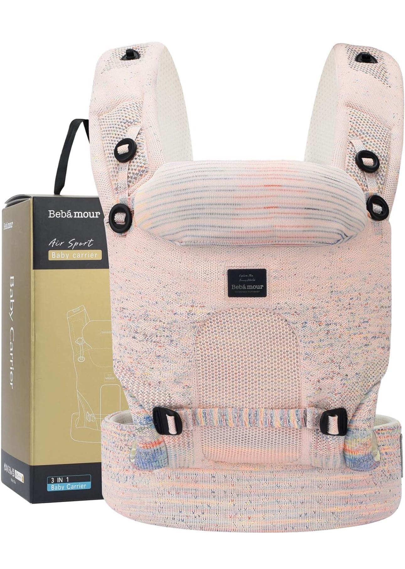 New Baby Carrier Adjustable Baby Wrap Carrier 3 in 1 Baby Carrier Front and Back Carry (Pink)